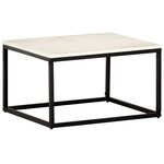 vidaXL Table basse Blanc 60x60x35 cm Pierre véritable texture marbre