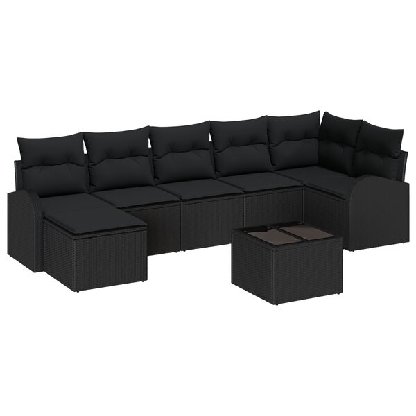 vidaXL Ensemble de Canapé de Jardin 8 Pièces avec Coussins Beige en Poly Rotin