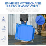 Bain de soleil transat pliable dossier réglable multipositions métal et polyester bleu