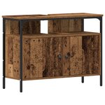 vidaXL Meuble de salle de bain avec lavabo intégré en bois ancien en aggloméré
