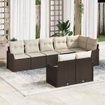 Ensemble de canapé de jardin 8 pièces avec coussins Marron Poly Rotin