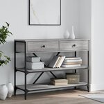 vidaXL Table console avec tiroirs et étagères gris bois d'ingénierie