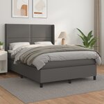 vidaXL Sommier à lattes de lit avec matelas Gris 140x200 cm Similicuir