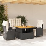 vidaXL Ensemble à manger de jardin 4 Pièces avec coussins noir