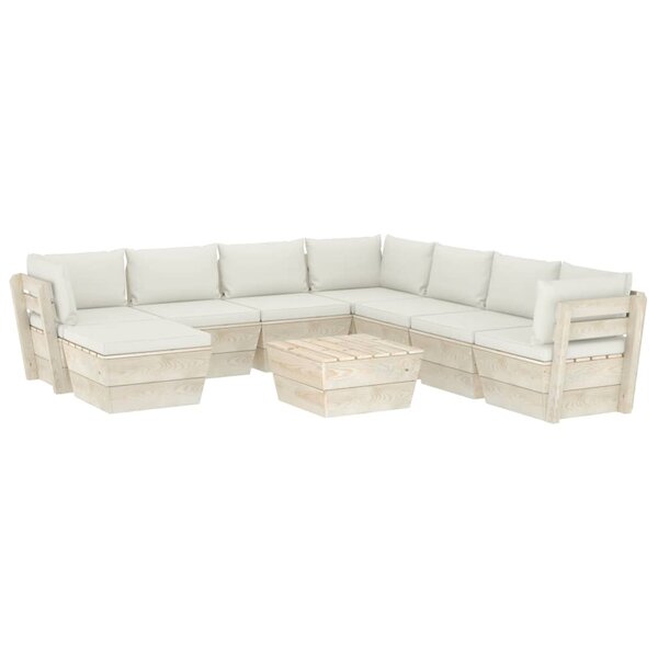 vidaXL Salon de jardin palette 9 Pièces avec coussins bois d'épicéa