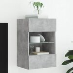vidaXL Meuble TV mural avec lumières LED gris béton 40x30x60 5 cm
