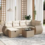 vidaXL Salon de jardin avec coussins 7 Pièces beige résine tressée