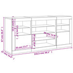 vidaXL Buffet avec lumières LED sonoma gris 142 5x37x67 cm