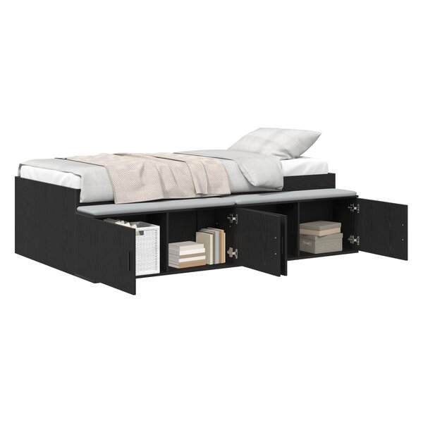 vidaXL Cadre de lit de rangement Chêne Noir 100x200 cm
