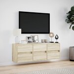 vidaXL Meuble TV mural avec lumières LED chêne sonoma 130x31x45 cm