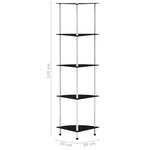 vidaXL Étagère 5 niveaux Noir 30x30x130 cm Verre trempé
