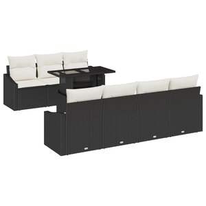 vidaXL ensemble de canapé de jardin 8 pièces avec coussins en poly rattan noir