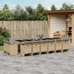 vidaXL Ensemble à manger de jardin et coussins 17 Pièces mélange beige