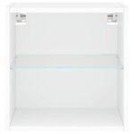 vidaXL Tables de chevet murales avec lumières LED 2 Pièces blanc