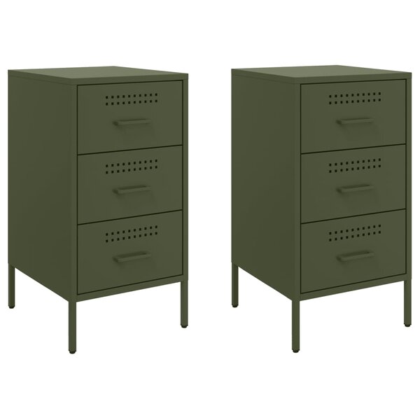 vidaXL Tables de chevet 2 Pièces vert olive 36x39x68 cm