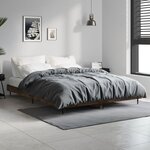 vidaXL Cadre de lit chêne fumé 135x190 cm bois d'ingénierie