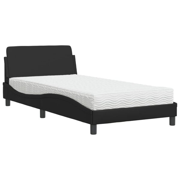 vidaXL Lit avec matelas noir 100x200 cm similicuir