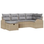 Set de Canapé de Jardin vidaXL à 6 pièces avec Coussins Beiges en Rotin Synthétique