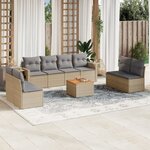 vidaXL Salon de jardin avec coussins 9 Pièces beige résine tressée