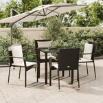 vidaXL Ensemble à manger de jardin coussins 5Pièces Noir Résine tressée