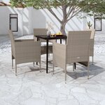 vidaXL Ensemble à manger de jardin coussins 5 Pièces Beige/noir