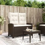 vidaXL Banc inclinable de jardin avec coussins marron résine tressée
