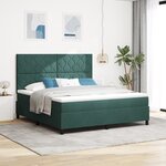 Lit Box Spring vidaXL avec Matelas & LED Vert Foncé 180x200 cm Velours