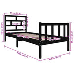 vidaXL Cadre de lit sans matelas noir bois de pin massif