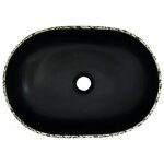 vidaXL Vasque à poser noir et bleu ovale 47x33x13 cm céramique