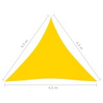 vidaXL Voile de parasol Tissu Oxford triangulaire 4 5x4 5x4 5 m Jaune
