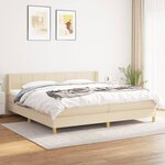 vidaXL Sommier à lattes de lit avec matelas Crème 200x200 cm Tissu