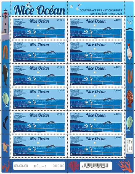 Feuille de 12 timbres - Europa - Nice Océan - Lettre Internationale