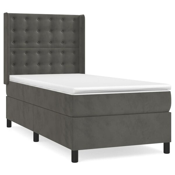 vidaXL Sommier à lattes de lit et matelas Gris foncé 80x200 cm Velours