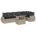 vidaXL Salon de jardin avec coussins 7 Pièces gris clair résine tressée