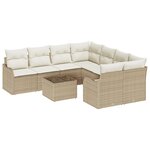Ensemble de Canapé de Jardin 9 Pièces avec Coussins Beige Poly Rattan vidaXL