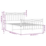 vidaXL Cadre de lit métal sans matelas et pied de lit noir 100x200 cm