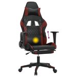 vidaXL Chaise de jeu de massage repose-pied Noir&Bordeaux Similicuir
