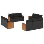 vidaXL Salon de jardin 12 Pièces avec coussins noir résine tressée