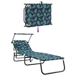 vidaXL Transat pliant avec motif feuille en tissu Oxford 600D