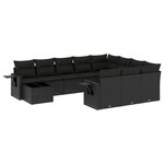 vidaXL Salon de jardin 11 Pièces avec coussins noir résine tressée