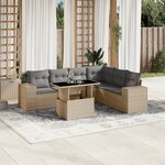 vidaXL Salon de jardin avec coussins 7 Pièces beige résine tressée
