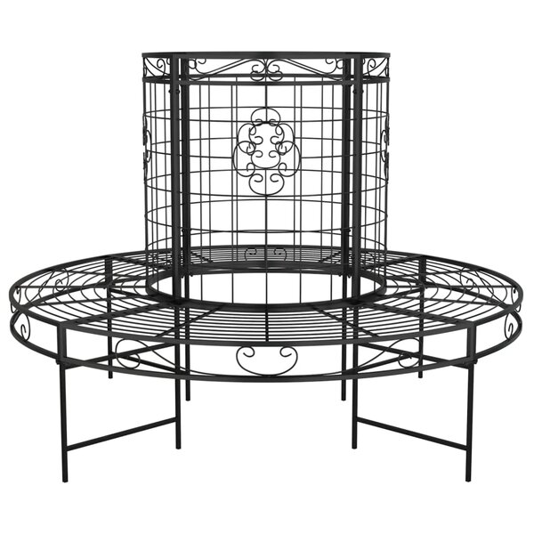 vidaXL Banc circulaire tour d'arbre Ø137 cm Noir Acier