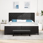 vidaXL Lit à Sommier à Ressorts avec Matelas et Banc  Noir 200x200 cm Velours