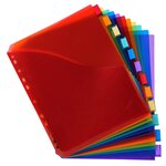 Intercalaires Avec Pochette Polypropylène 12 Positions - A4 Maxi - Couleurs Assorties - X 10 - Exacompta