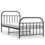 vidaXL Cadre de lit métal sans matelas et pied de lit noir 100x200 cm