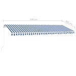 vidaXL Auvent manuel rétractable avec LED 500x300 cm Bleu et blanc