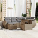 vidaXL Salon de jardin avec coussins 7 Pièces beige résine tressée