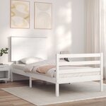 vidaXL Cadre de lit sans matelas blanc bois massif