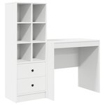 Bureau vidaXL blanc avec rangement en bois d'ingénierie