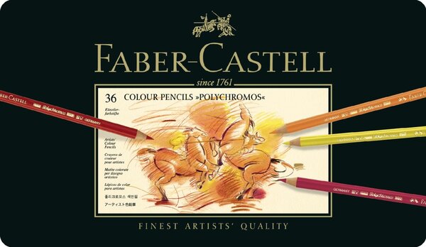 Etui métal de 36 Crayons de couleur POLYCHROMOS Assortis FABER-CASTELL